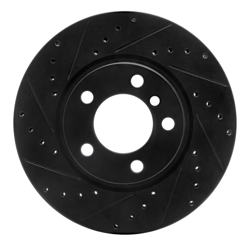 Mini Cooper Paceman Brake Rotor (1) - Front Left - R1 Concepts - Drilled & Slotted - Black - `11-`16